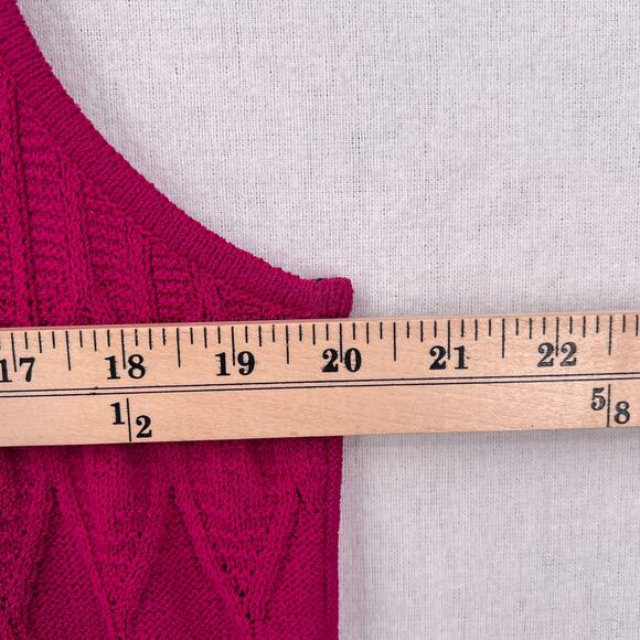 ST JOHN SPORT Santana Knit Pointelle Tank Womens Large Fuschia Pink Sleeveless - Picture 11 of 13